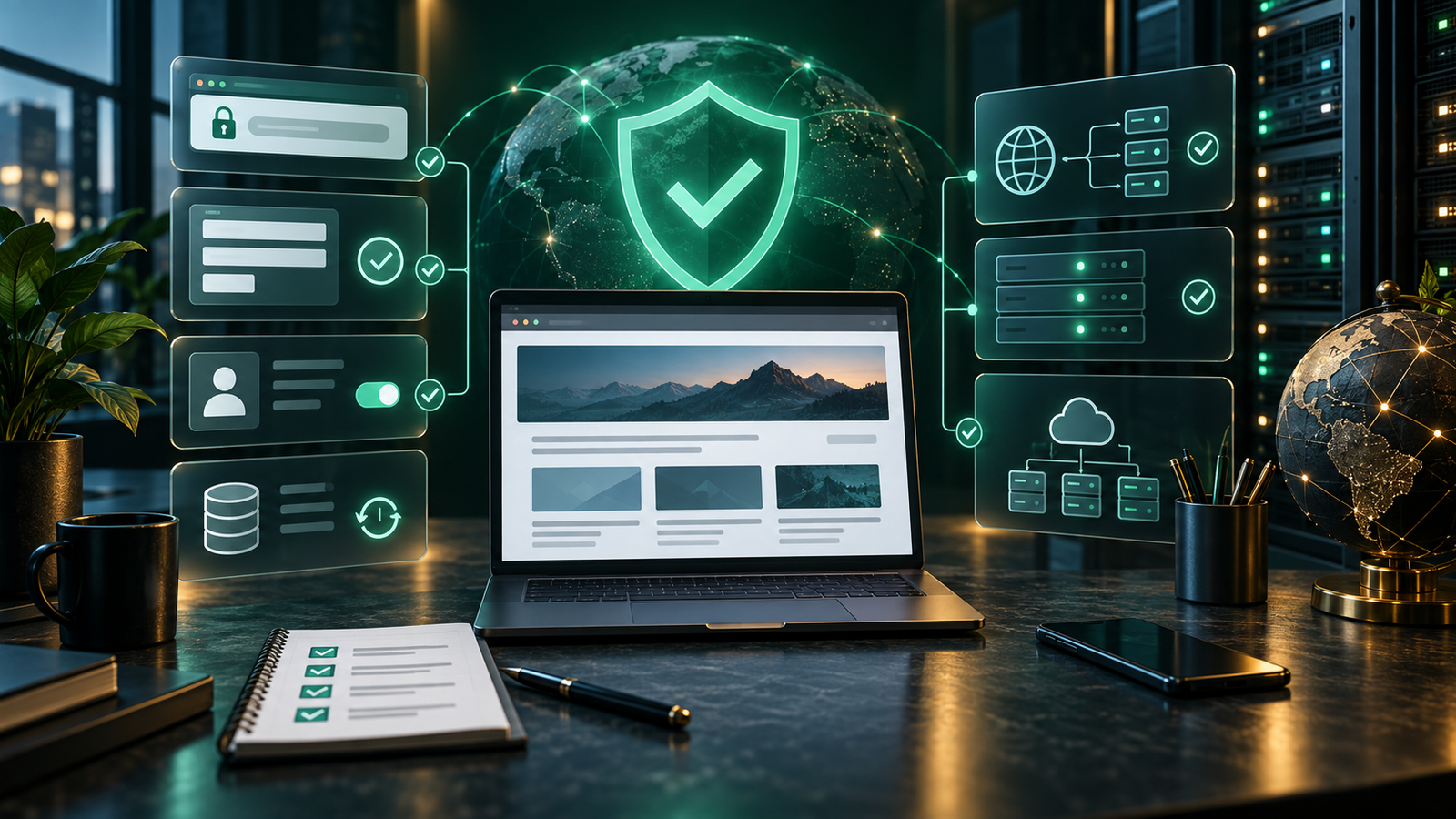 Website security launch checklist with secure forms, server checks and web infrastructure controls