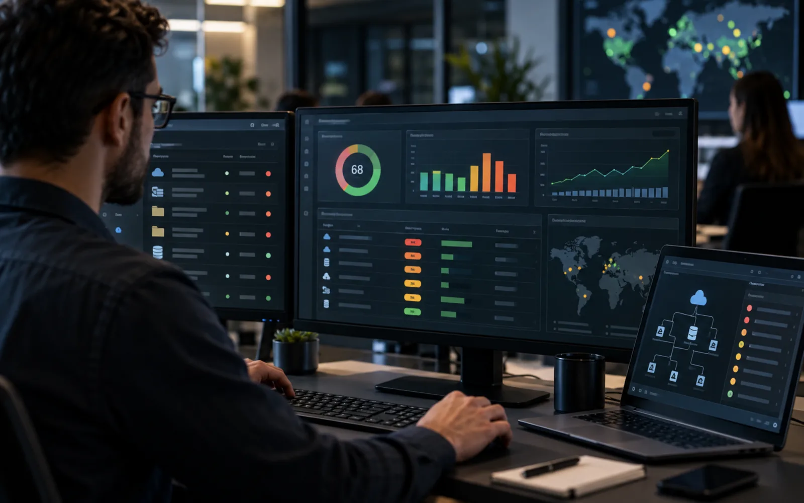 Analyst reviewing data posture management findings across cloud and database repositories