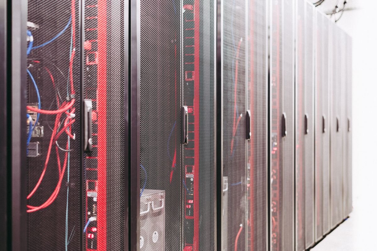 Network equipment and cables in server racks